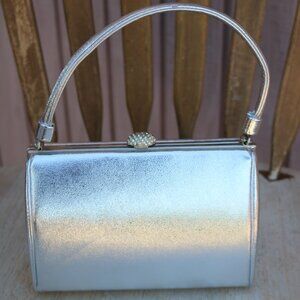 HL USA Vintage Evening Clutch Purse Hand Bag Silver
